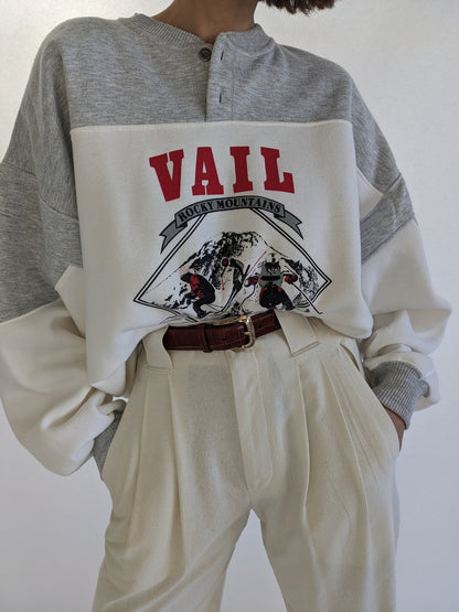 Vintage Vail Graphic Henley Sweatshirt