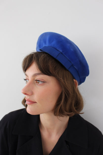 Gorgeous Vintage Royal Blue Velvet Beret