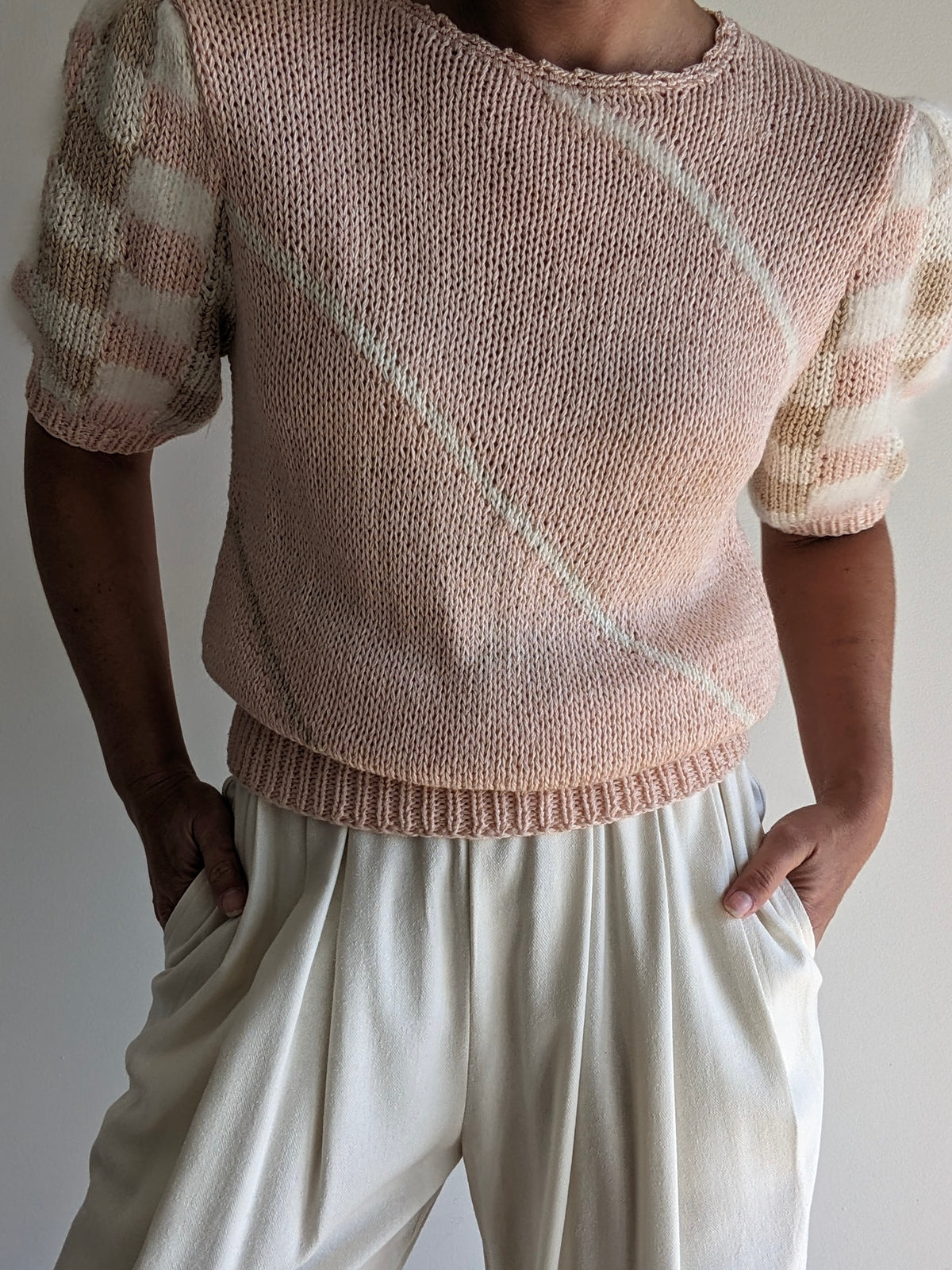 Vintage Blush Checkered Angora Knit