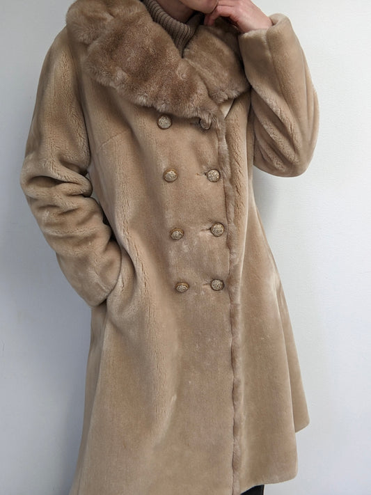 Luxury Vintage Latte Faux Fur Coat