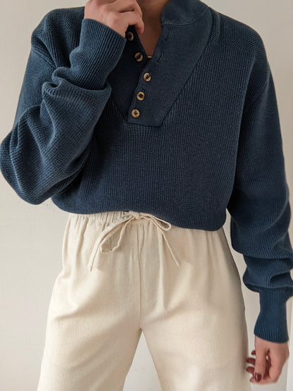 Favorite Vintage Faded Ocean Cotton Henley