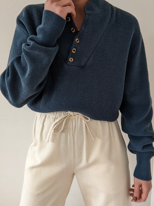 Favorite Vintage Faded Ocean Cotton Henley