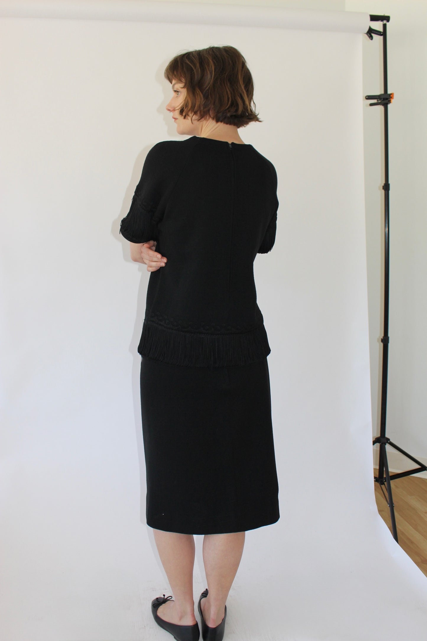 Vintage Wool Fringe Skirt Suit