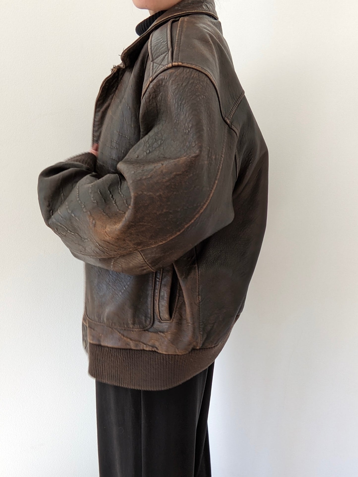 Incredible Vintage Tobacco Leather Bomber