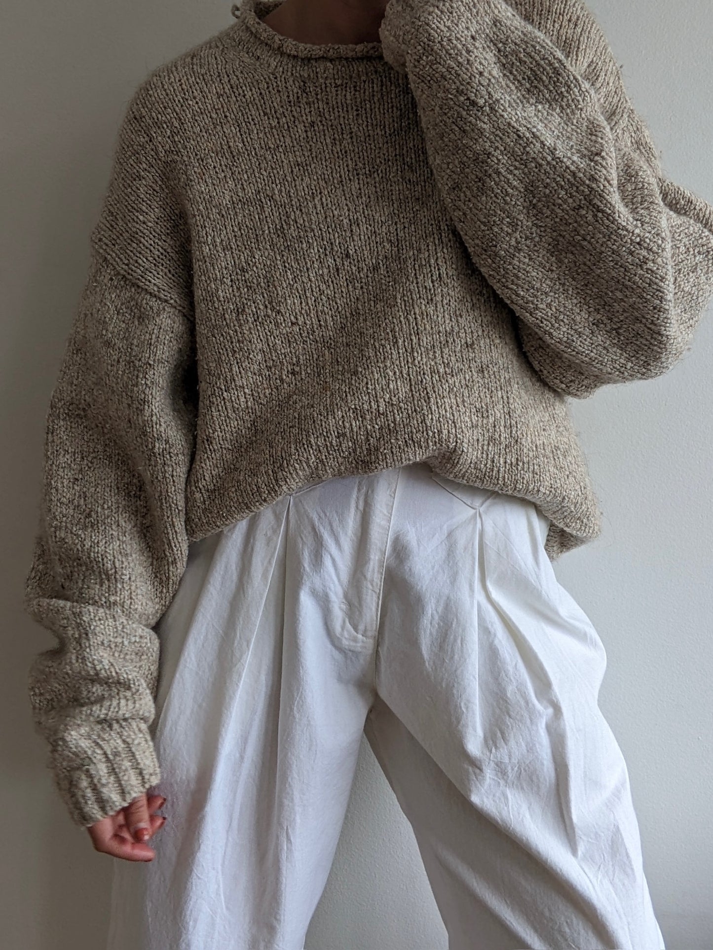 Vintage Oat Wool & Silk Roll Neck Sweater