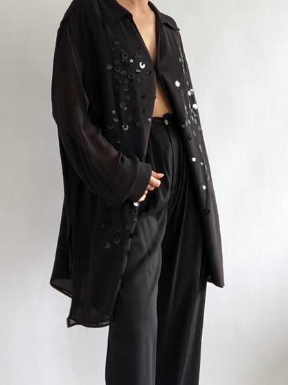 Vintage Sequined Sheer Silk Tunic