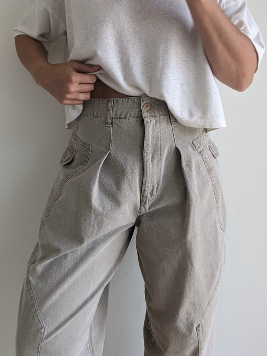Vintage Stone Cotton Cargo Pants