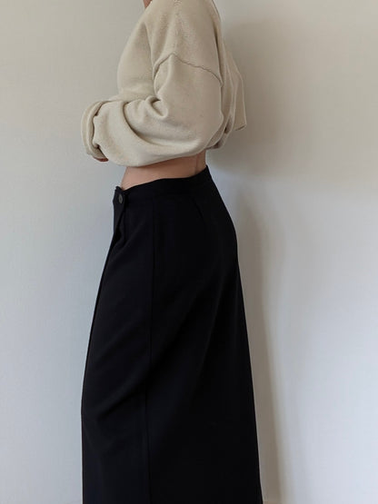 Vintage Black Knit Wrap Skirt