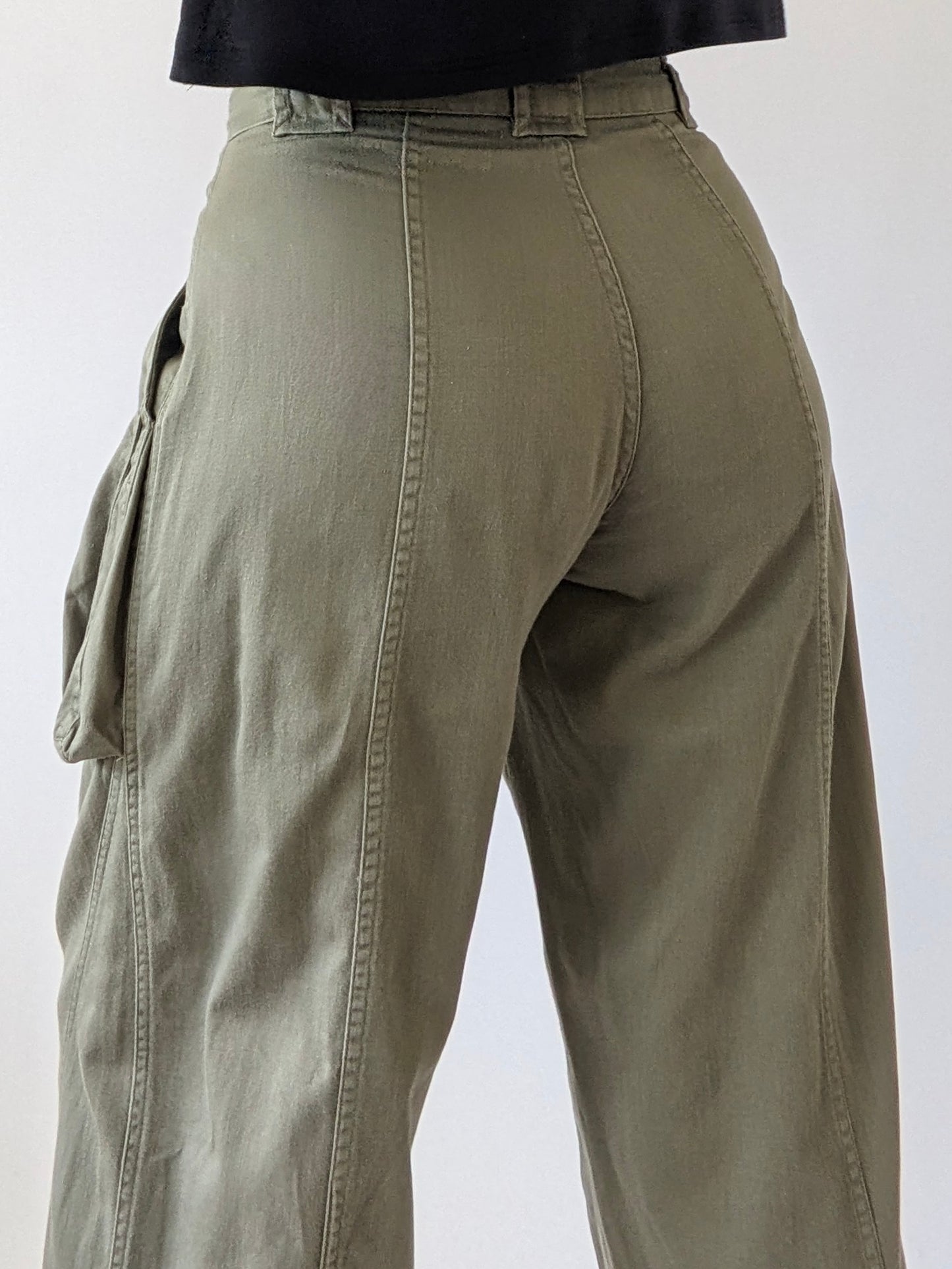 Vintage Moss Pleated Pocket Pants