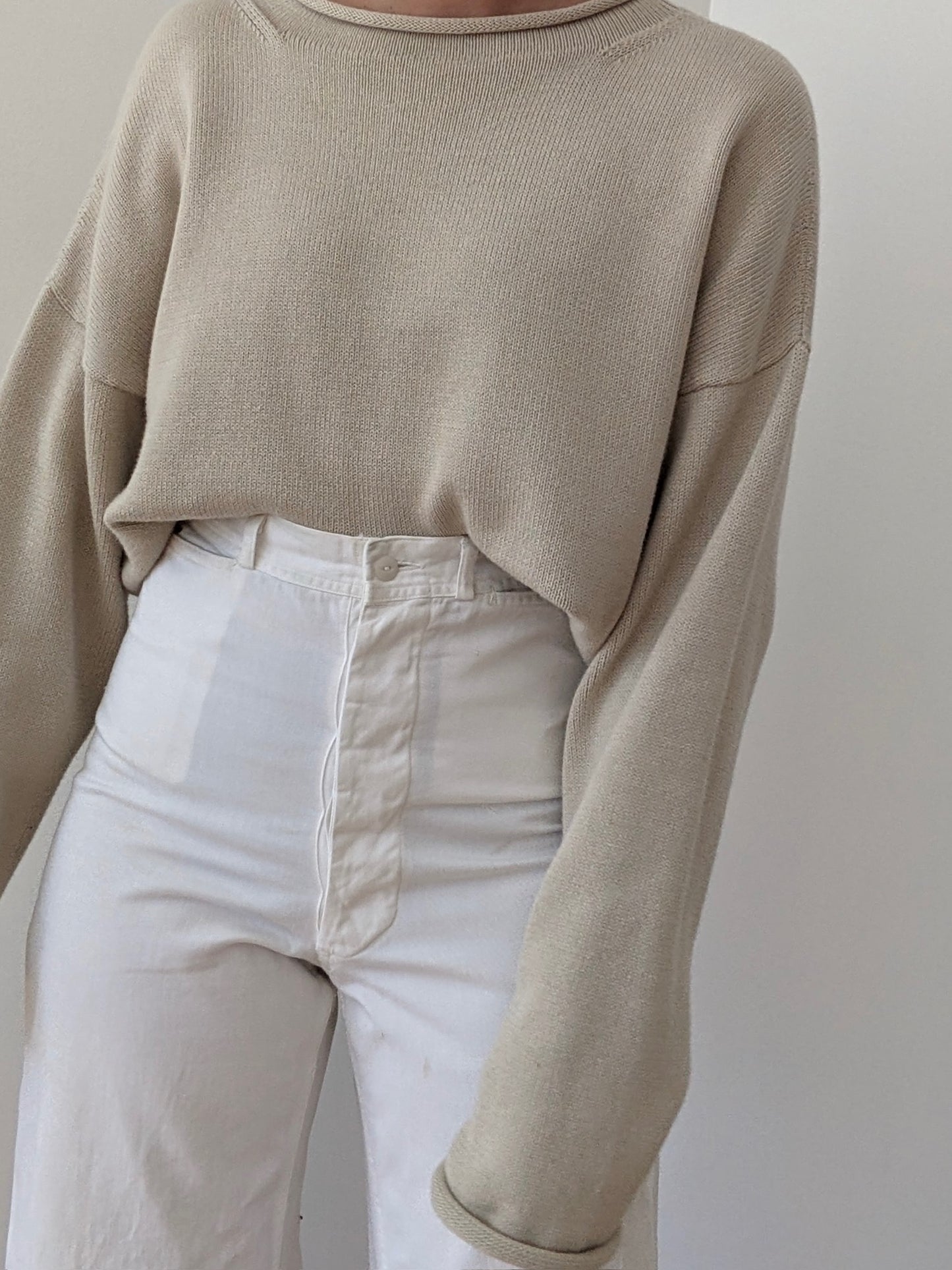 Amazing Vintage Eggshell Twilled Sailor Pants