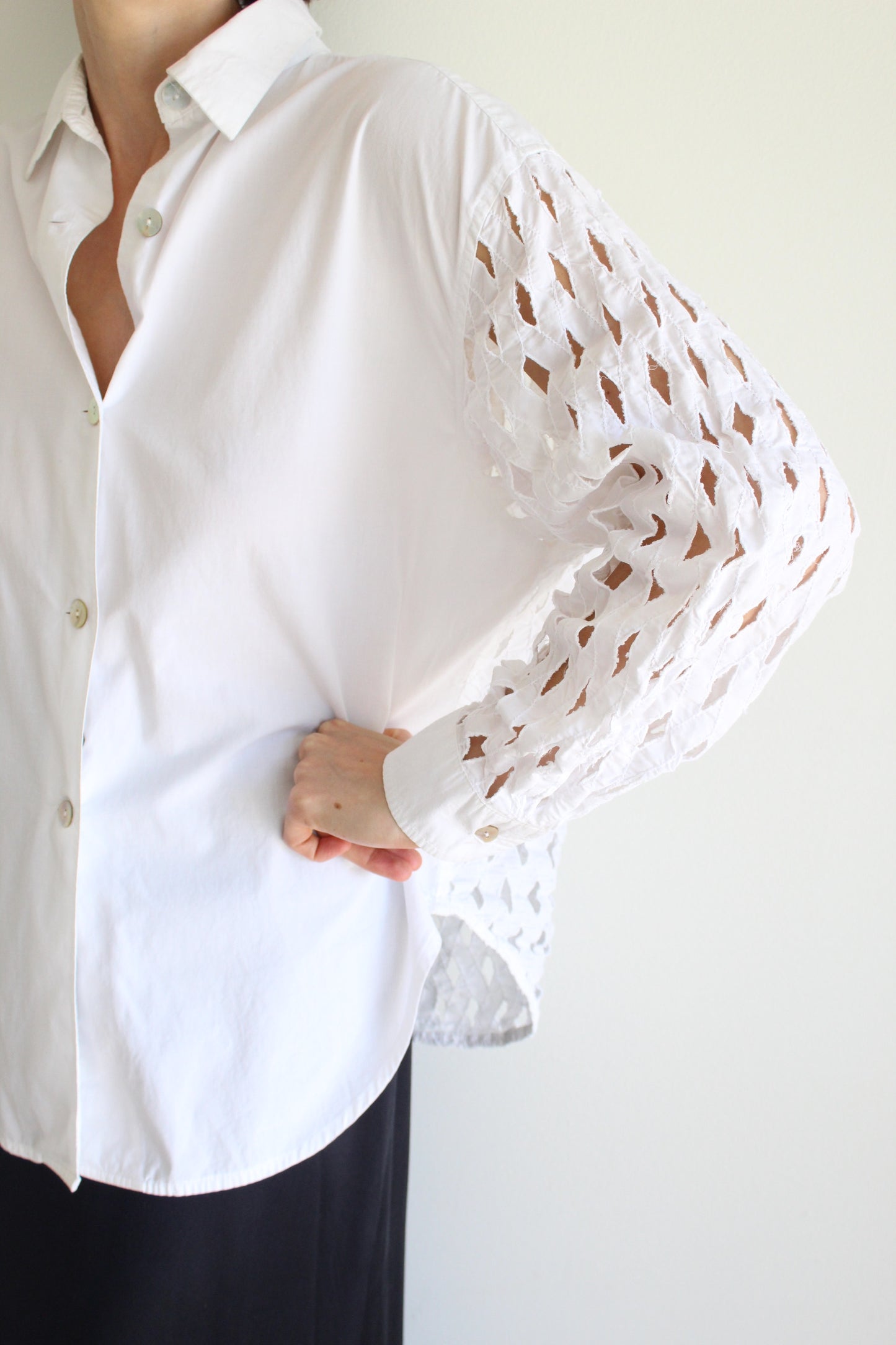Rare Vintage Lattice Back Button Up
