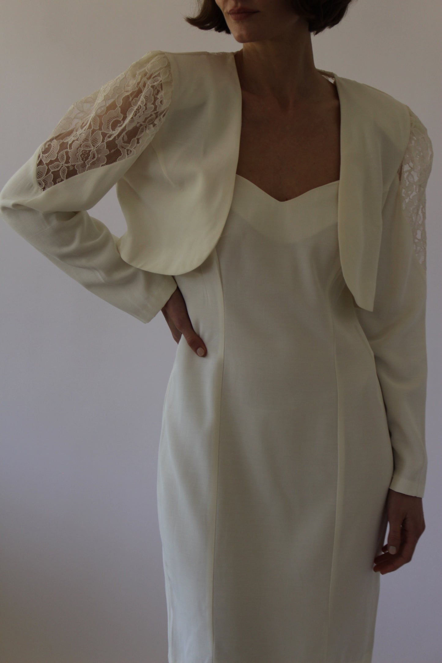 Vintage Vanilla Slip Dress & Lace Bolero Set