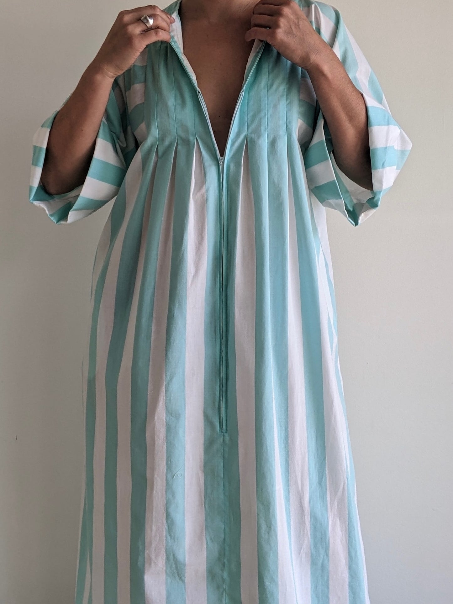 Vintage Aqua Striped Muumuu