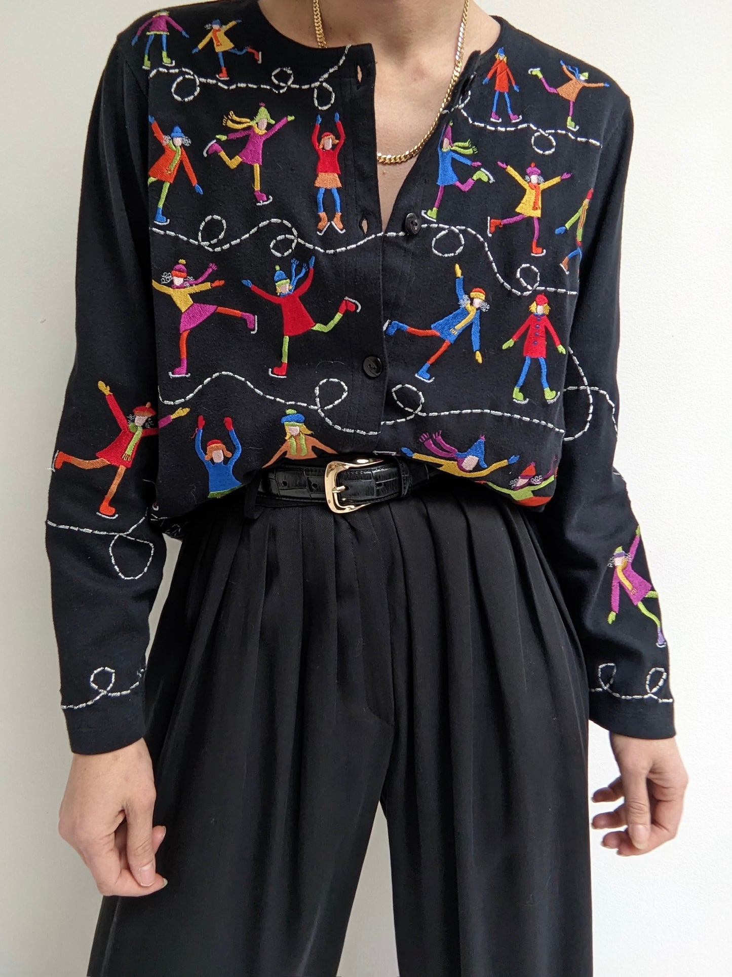 Favorite Vintage Embroidered Ice Skater Cardigan