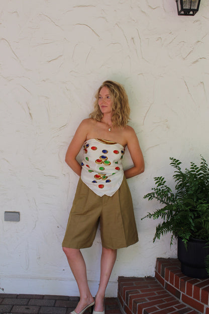 Favorite Vintage Pleated Sand Linen Short