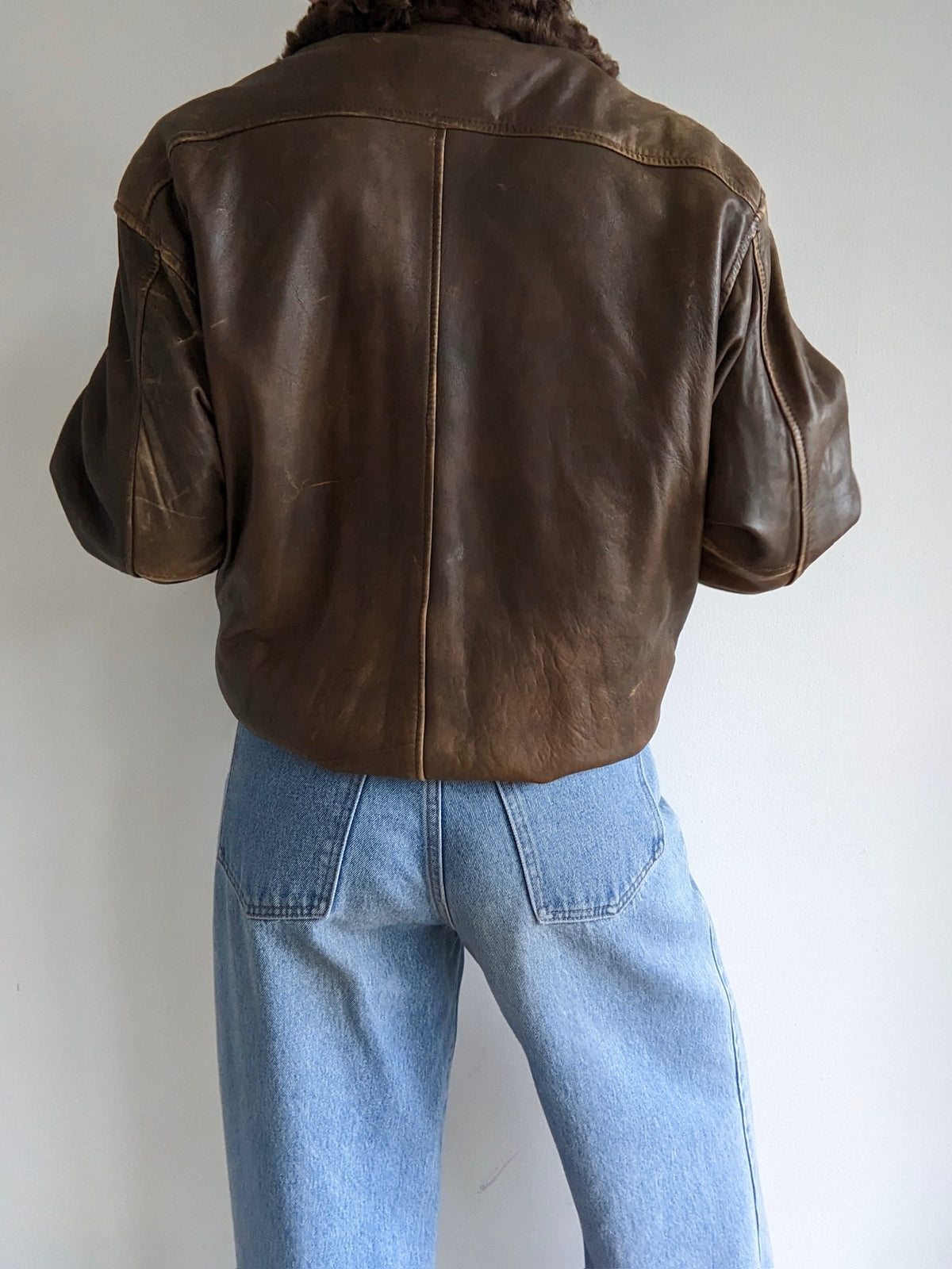 Incredible Vintage Fur-Collar & Leather Flight Jacket