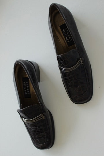 Vintage Stuart Weitzman Croc-Embossed Loafer