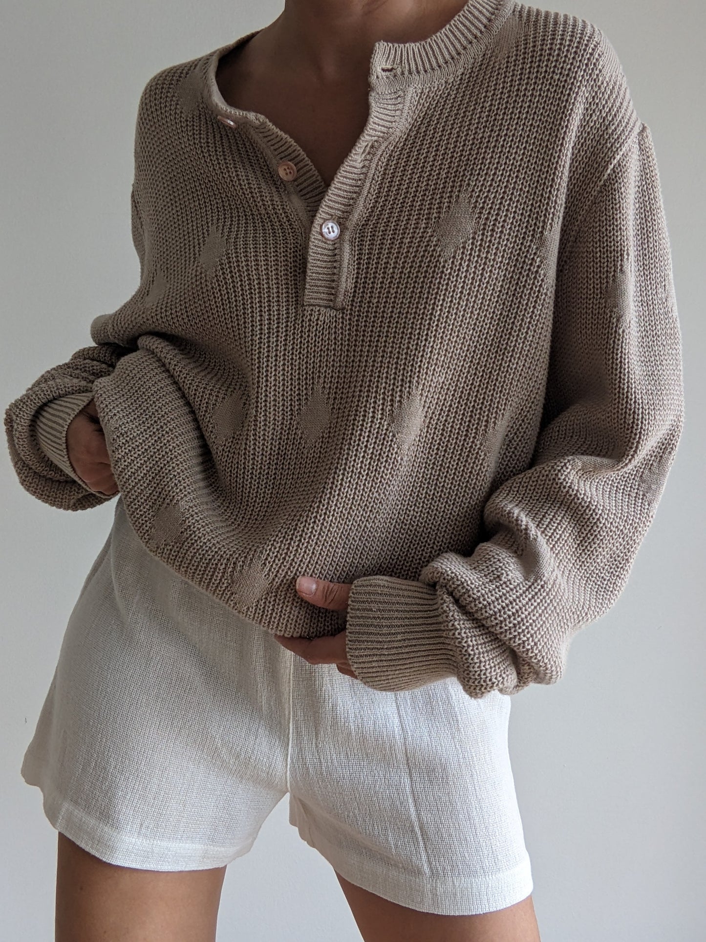 Vintage Stone Knit Henley