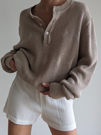 Vintage Stone Knit Henley