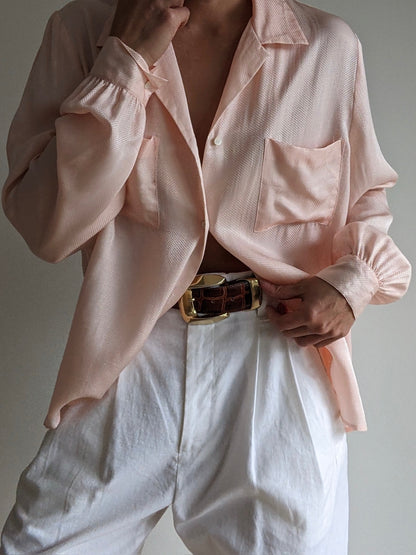 Vintage Blush Silk Blouse