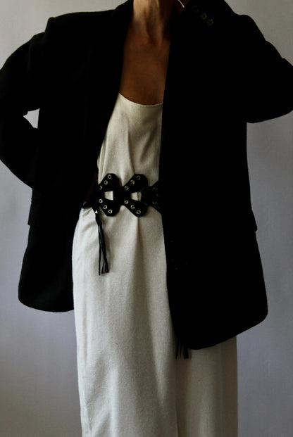Rare Vintage Midnight Suede Fringe Belt