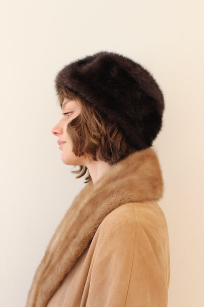Plush Vintage Espresso Faux Fur Hat