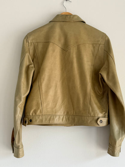 Amazing Vintage Cropped Leather Trucker Jacket