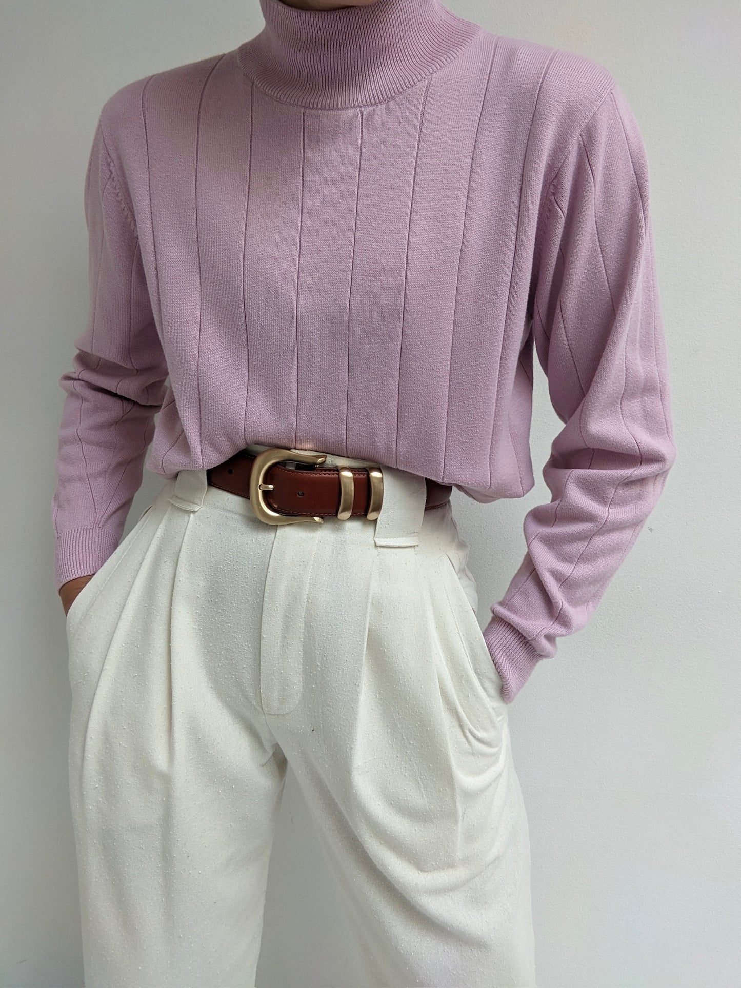 Vintage Lilac Cotton Mock Neck