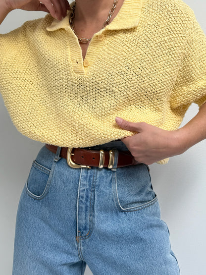 Vintage Butter Woven Cotton Henley