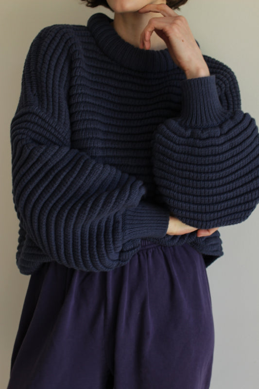 Romy Pima Cotton Balloon Sleeve Sweater