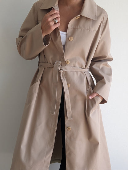 Vintage Belted Khaki Trench Coat