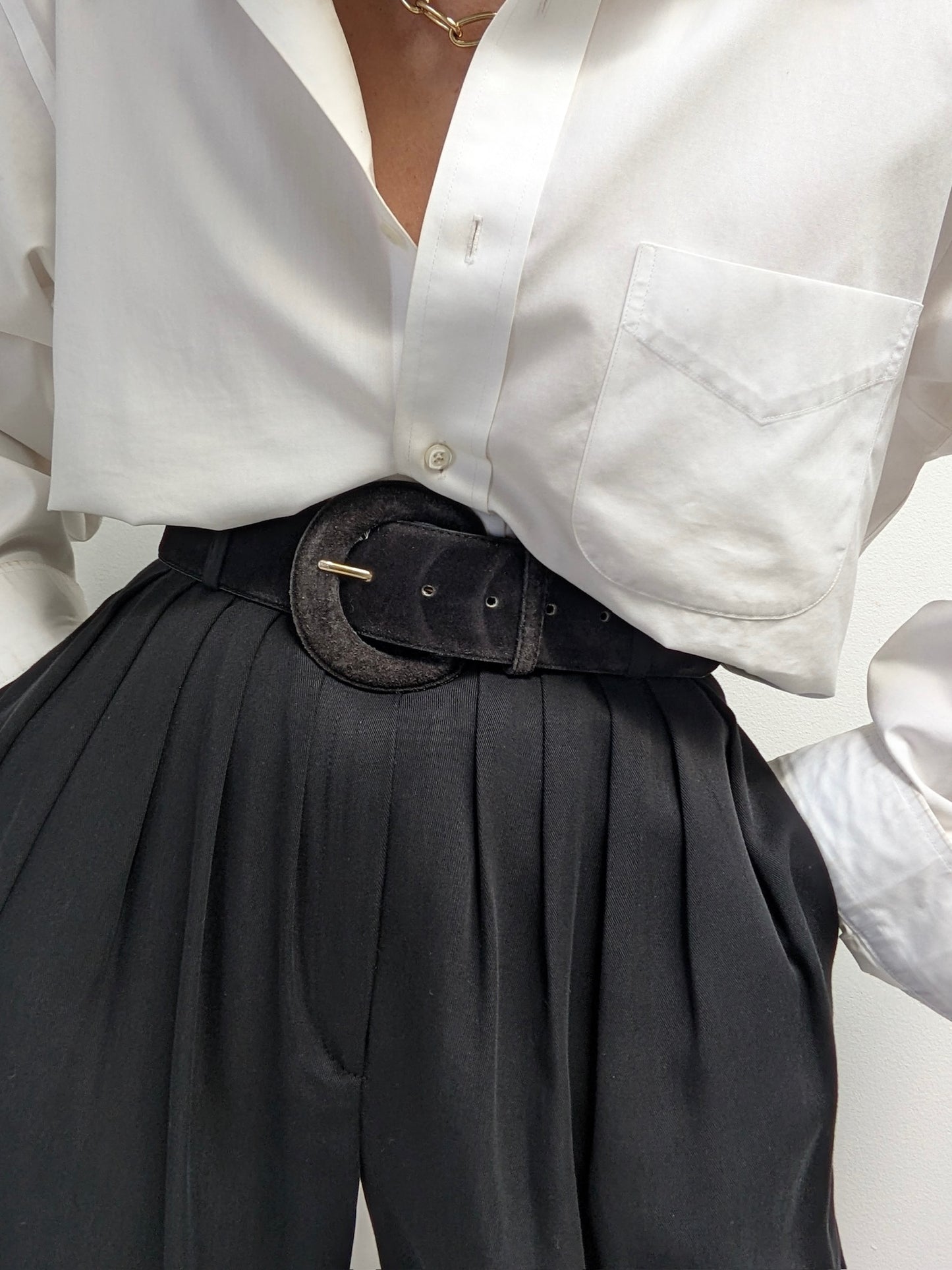 Vintage Onyx Wide Suede Belt