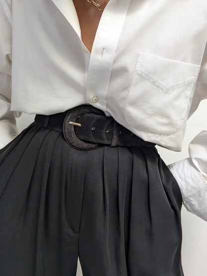 Vintage Onyx Wide Suede Belt