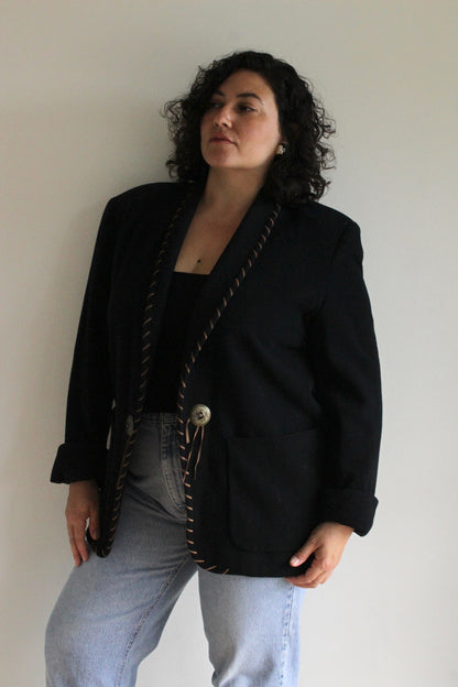 Vintage Western Stitched Wool Blazer