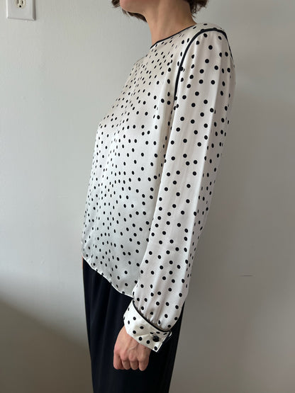 Vintage Polka Dot Silk Charmeuse Blouse
