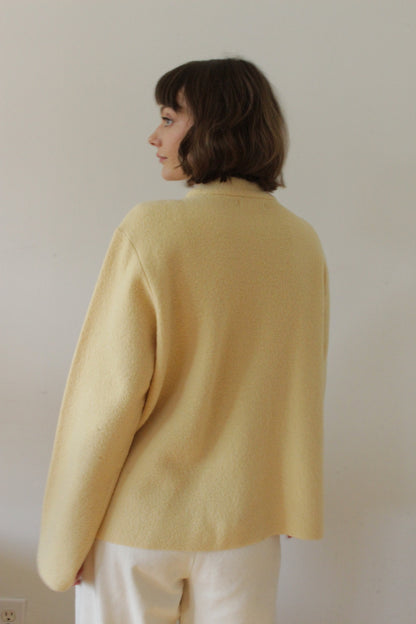Vintage Buttercream Wool Pocket Cardigan