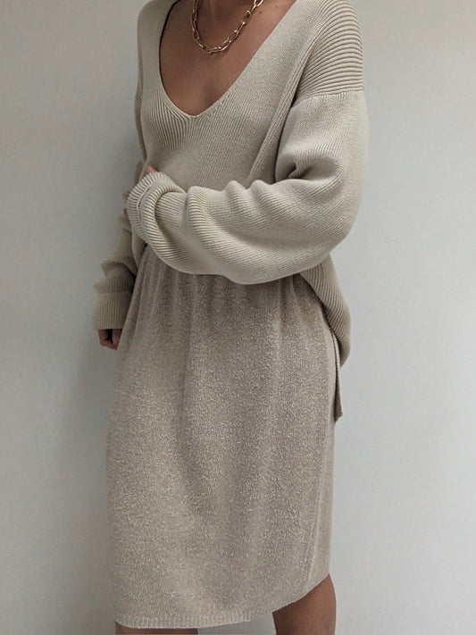 Vintage Latte Knit Skirt