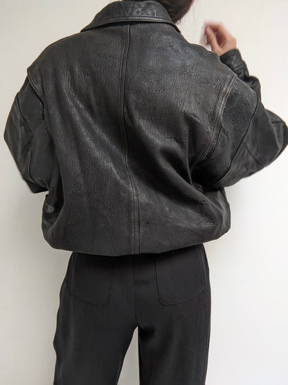 Rare Vintage Pierre Cardin Pebbled Leather Bomber