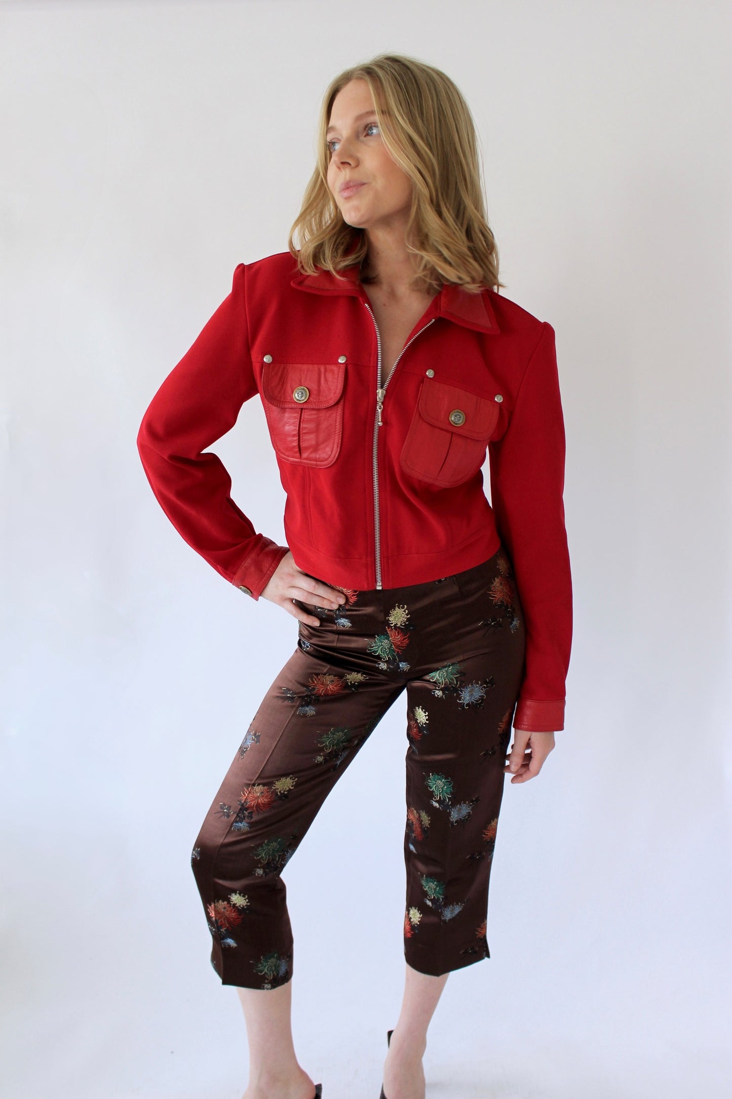 Rare Vintage Leather Accent Cropped Jacket
