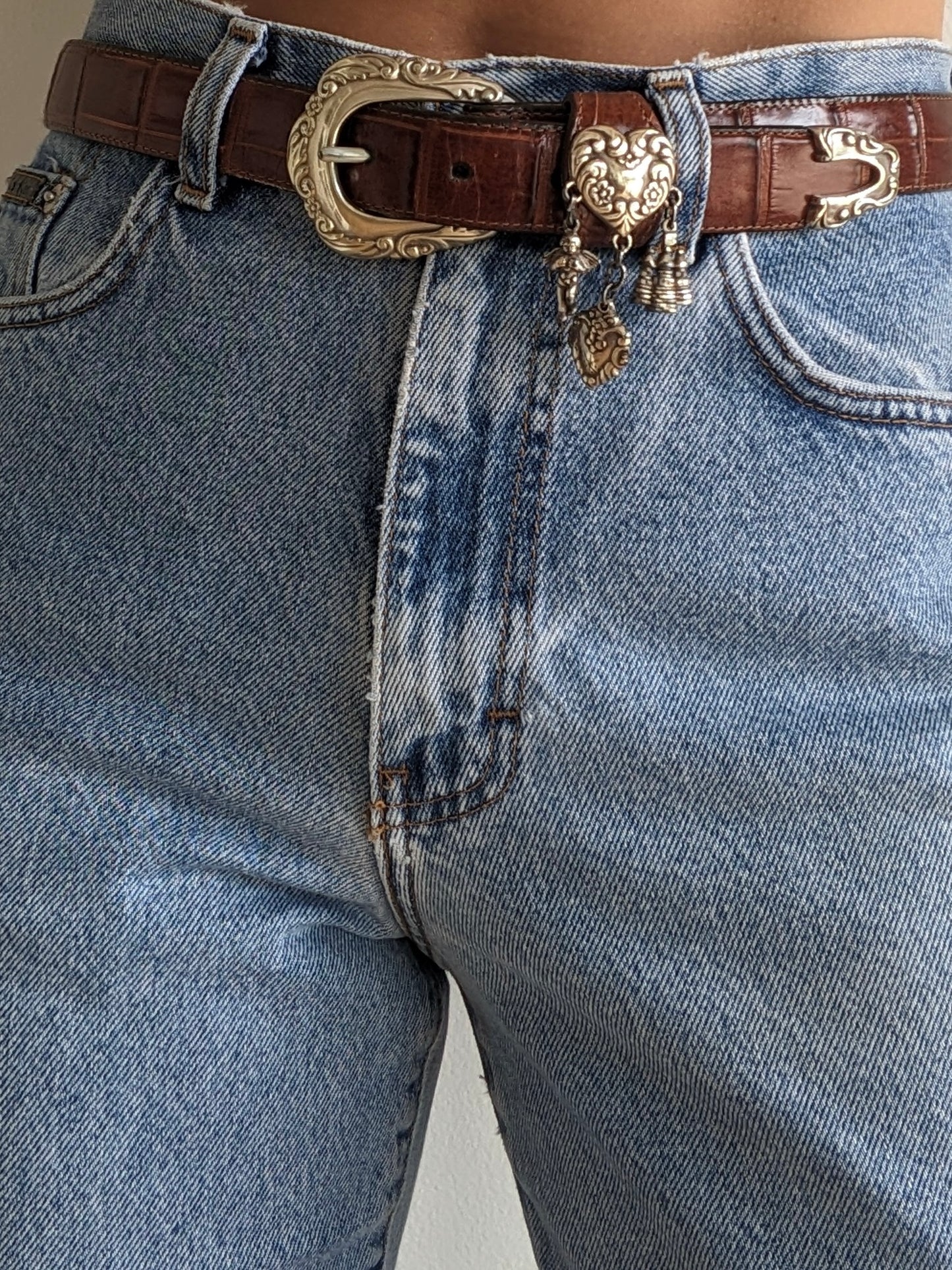 Favorite Vintage Embossed Leather & Hanging Charm Belt