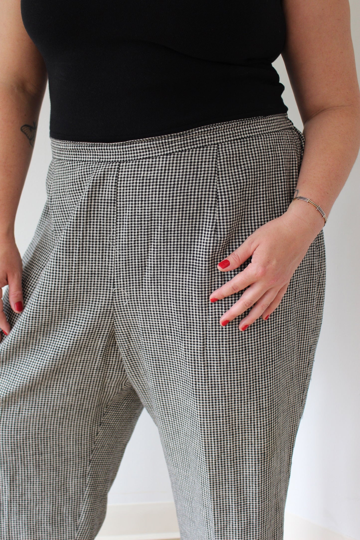 90s Gingham Linen Pants
