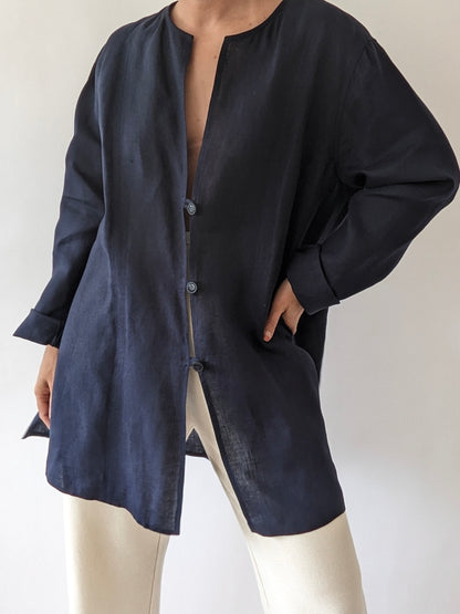 Vintage Midnight Linen Rouleau Jacket
