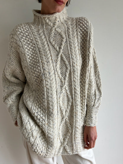 Vintage Speckled Stone Angora Mock Neck Sweater