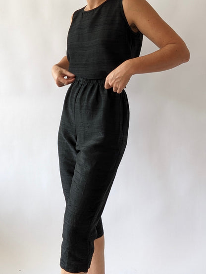 Rare Vintage Caviar Woven Silk Capri & Top Set