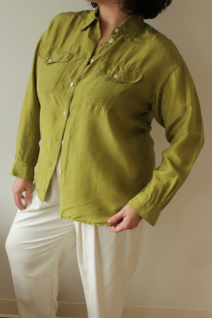 Vintage Chartreuse Silk Blouse