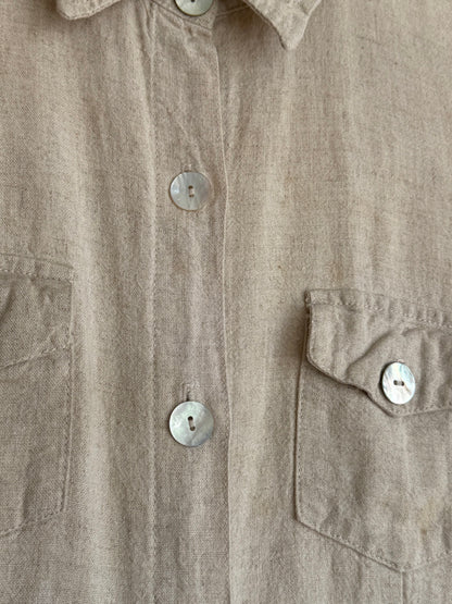 Vintage Sleeveless Wheat Linen Dress
