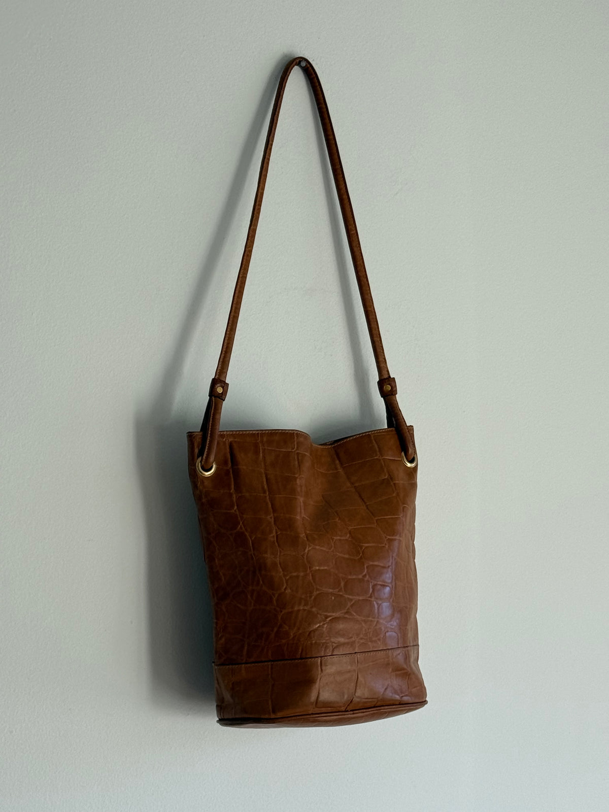 Incredible Vintage Charles Klein Croc-Embossed Leather Tote Bag