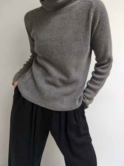 90s Stone Ribbed Turtleneck