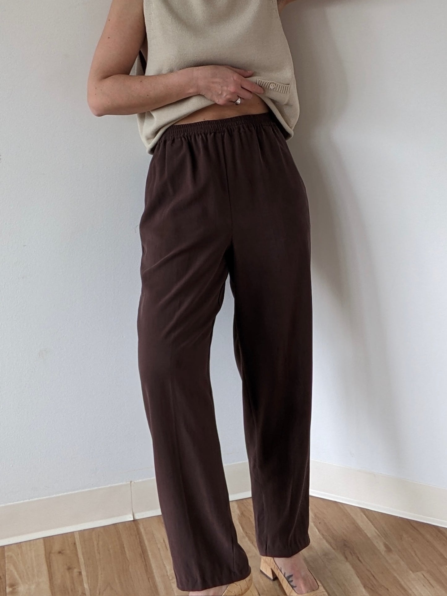 Vintage Cocoa Silk Pants