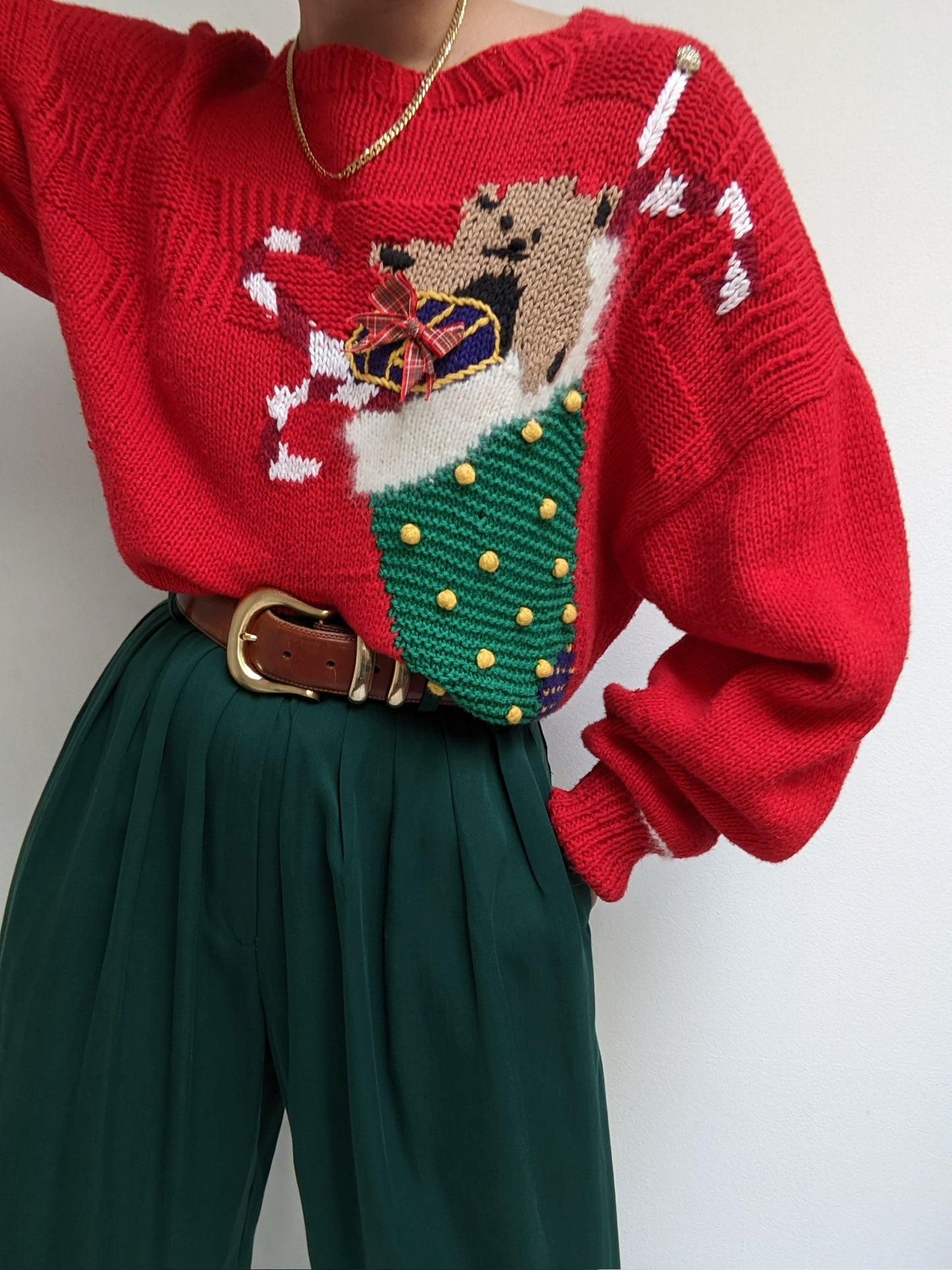 Vintage Stocking Embroidered Sweater